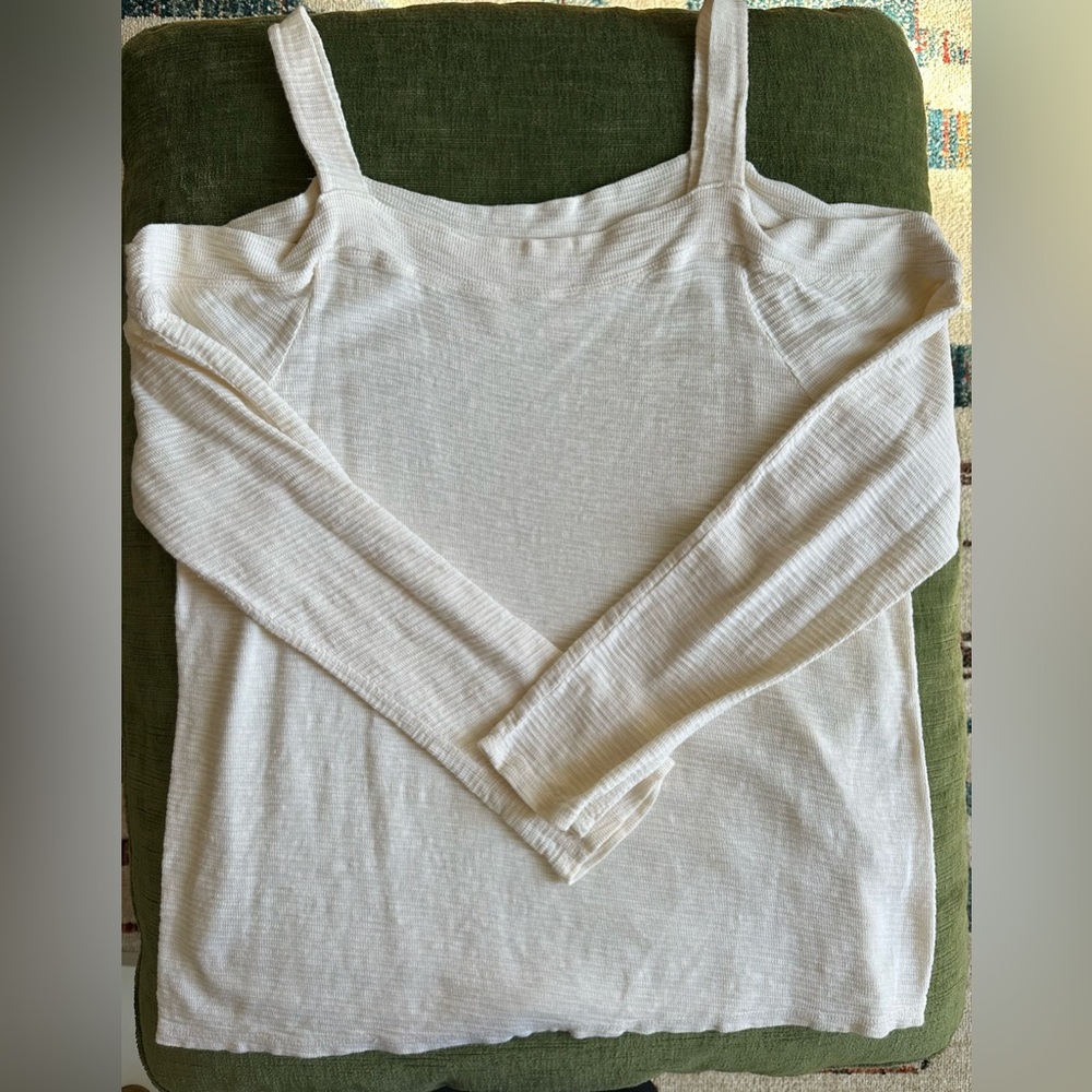 Sol Angeles x Anthropologie Cold Shoulder Long Sleeve Top, Cream, Medium